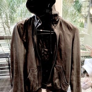 Men’s Hooded Soft Leather Jacket